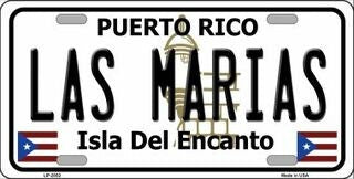 LAS MARIAS Puerto Rico Background Metal License Plate Sign Novelty Vanity