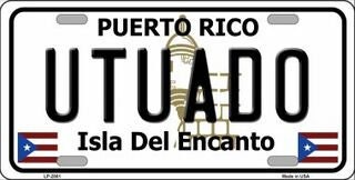 UTUADO Puerto Rico Background Metal License Plate Sign Novelty Vanity