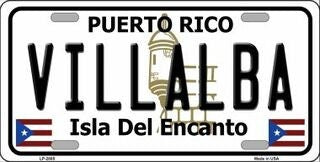 VILLALBA Puerto Rico Background Metal License Plate Sign Novelty Vanity