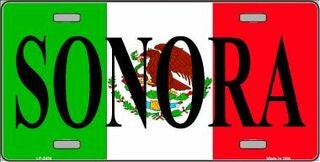 SONORA Mexico Background Metal License Plate Sign Novelty Vanity