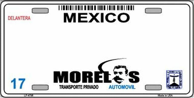 MORELOS Mexico Background Metal License Plate Sign Novelty Vanity