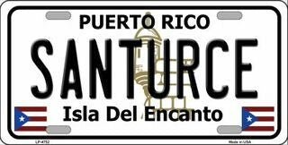 SANTURCE Puerto Rico Background Metal License Plate Sign Novelty Vanity Craft Supply