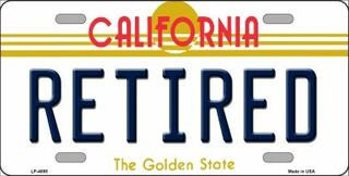 RETIRED California State Background Metal License Plate Sign Novelty Vanity