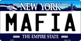 MAFIA New York State Background Metal License Plate Sign Novelty Vanity