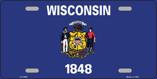 WISCONSIN State Flag Metal License Plate Sign Novelty Vanity Craft Supply