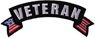 VETERAN Upper Rocker Patch - United States Flag Military Veteran Biker Motorcycle Embroidered Patch