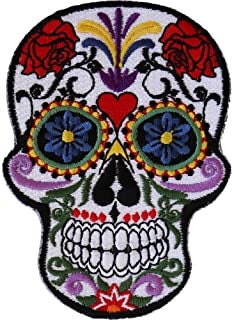 SUGAR SKULL Patch - Skull Skeleton Tattoo Embroidered Patch Craft Supply
