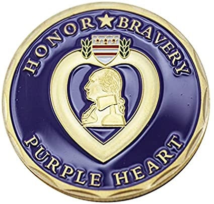 Purple Heart Challenge Coin - United States Honor Bravery Purple Heart Military Good Luck Double Sided Collectible Challenge Coin