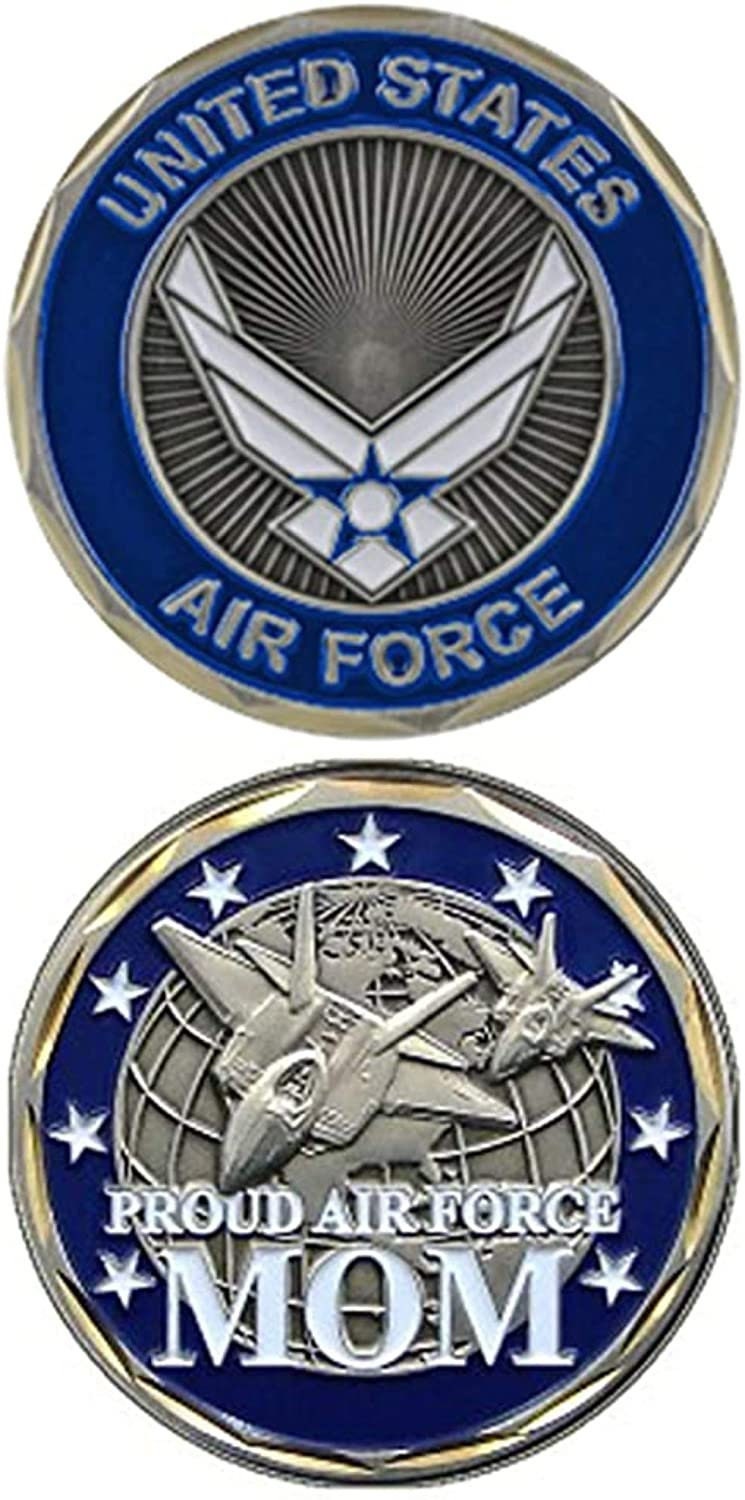 Proud Air Force Mom Challenge Coin - USAF Air Force United States Military Good Luck Double Sided Collectible Challenge Coin