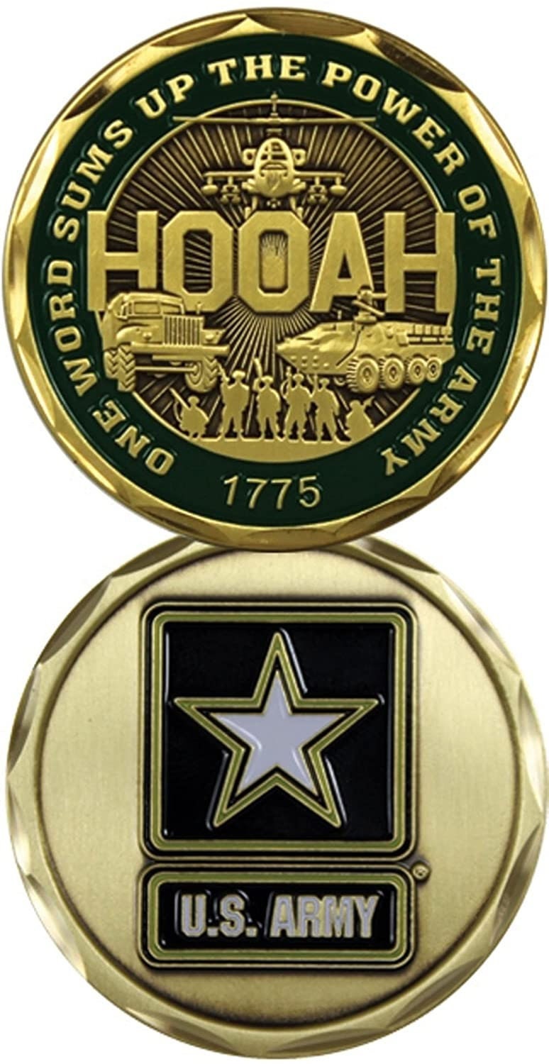Army One Word HOOAH! Challenge Coin - United States Army Military Good Luck Double Sided Collectible Challenge Coin