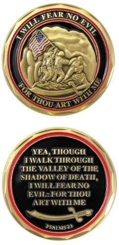Marines Psalms 23 Challenge Coin - United States Marine Corp Military Good Luck Double Sided Collectible Challenge Coin