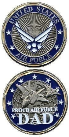 Proud Air Force Dad Challenge Coin - USAF Air Force United States Military Good Luck Double Sided Collectible Challenge Coin