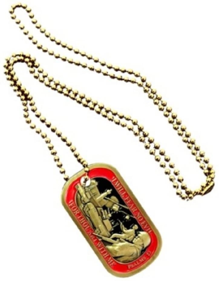 Psalm 23 "I Will Fear No Evil.." Dog Tag With Chain - United States Military Armed Forces Veteran Vet Dog Tag Necklace