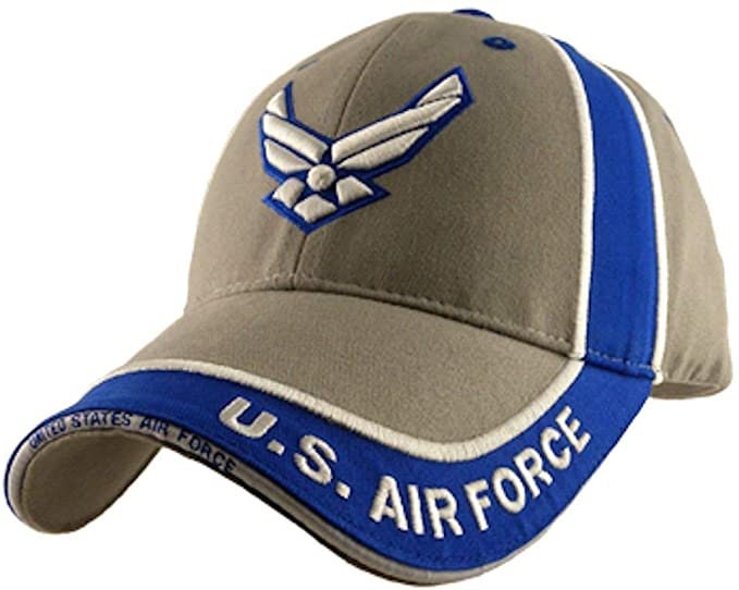 US Air Force Embroidered Cap Hat - United States Military USAF Gray/Blue Baseball Logo