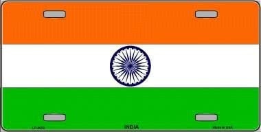 INDIA FLAG Metal License Plate Sign Novelty Vanity Indian