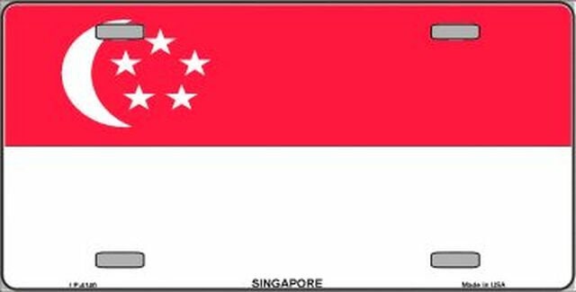 SINGAPORE Flag Metal License Plate Sign Novelty Vanity Singaporean Craft Supply