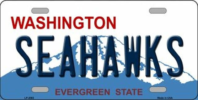 SEAHAWKS Washington State Background Metal License Plate Sign Novelty Vanity Football