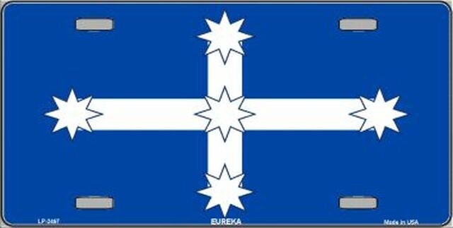 EUREKA Flag Metal License Plate Sign Novelty Vanity