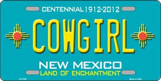COWGIRL New Mexico State Background Metal License Plate Sign Novelty Vanity