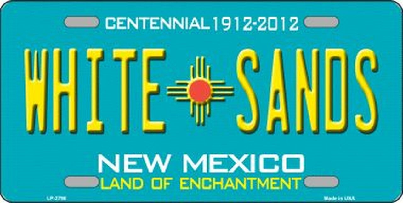 WHITE SANDS New Mexico State Background Metal License Plate Sign Novelty Vanity