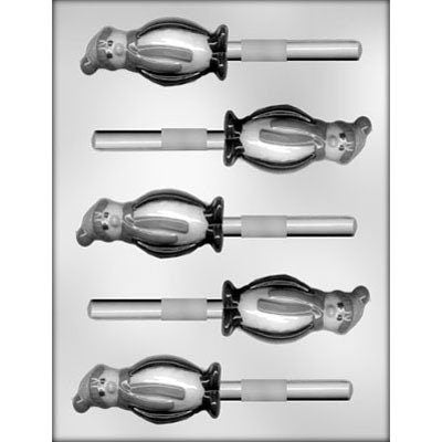 PENGUIN Sucker Chocolate Candy Mold -- Penguin with Winter Hat Christmas Holiday Lolly Lollipop