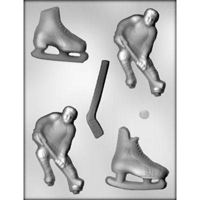 HOCKEY PLAYER Chocolate Candy Mold -- Puck Stick Goalie Sport Hockey Team Player