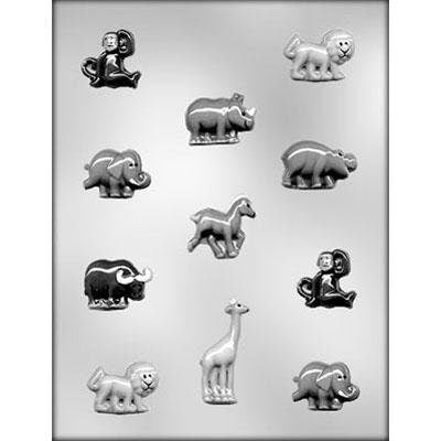 ZOO ANIMAL Assortment Pieces Chocolate Candy Mold -- Zebra Elephant Rhino Lion Animals Craft Supply