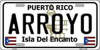 ARROYO Puerto Rico Background Metal License Plate Sign Novelty Vanity