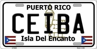 CEIBA Puerto Rico Background Metal License Plate Sign Novelty Vanity