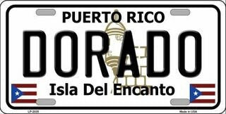 DORADO Puerto Rico Background Metal License Plate Sign Novelty Vanity Craft Supply