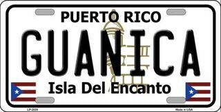 GUANICA Puerto Rico Background Metal License Plate Sign Novelty Vanity