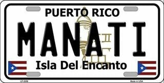 MANATI Puerto Rico Background Metal License Plate Sign Novelty Vanity Craft Supply