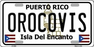 OROCOVIS Puerto Rico Background Metal License Plate Sign Novelty Vanity Craft Supply