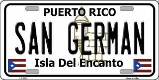 SAN GERMAN Puerto Rico Background Metal License Plate Sign Novelty Vanity Craft Supply