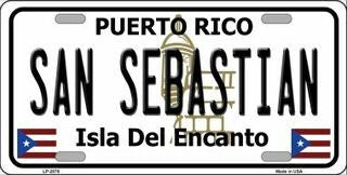 SAN SEBASTIAN Puerto Rico Background Metal License Plate Sign Novelty Vanity