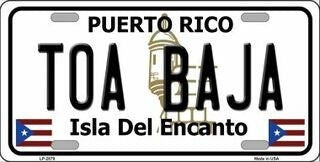 TOA BAJA Puerto Rico Background Metal License Plate Sign Novelty Vanity