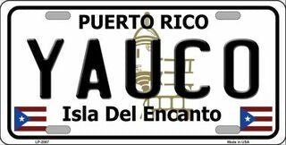 YAUCO Puerto Rico Background Metal License Plate Sign Novelty Vanity