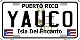 YAUCO Puerto Rico Background Metal License Plate Sign Novelty Vanity
