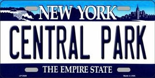 CENTRAL PARK New York State Background Metal License Plate Sign Novelty Vanity