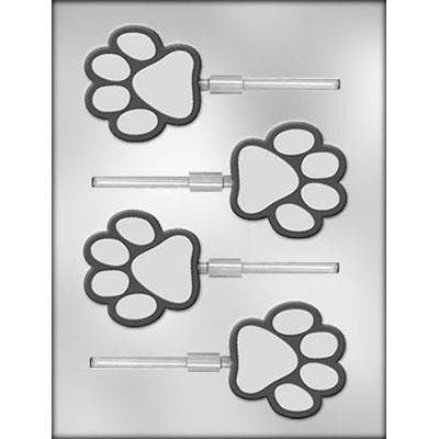 PAW PRINT Sucker Chocolate Candy Mold -- Dog Cat Pets Animals Lolly Lollipop Craft Supply