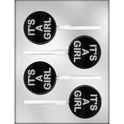 IT'S A GIRL Sucker Chocolate Candy Mold -- Baby Shower Girl Gift Lolly Lollipop