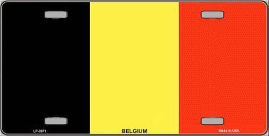 BELGIUM Flag Metal License Plate Sign Novelty Vanity Belgian