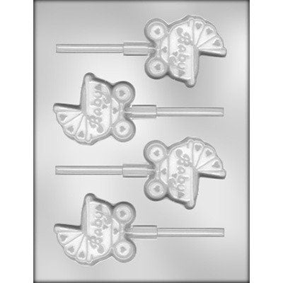BUGGY Sucker Chocolate Candy Mold -- Baby Carriage Baby Shower Gender Reveal Party Boy Girl Lolly Lollipop