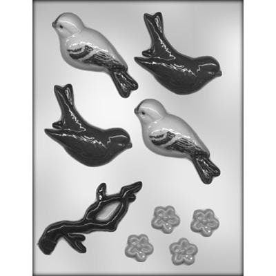 BIRDS BLOOMS Chocolate Candy Mold -- Flowers Butterflies Blooming Craft Supply