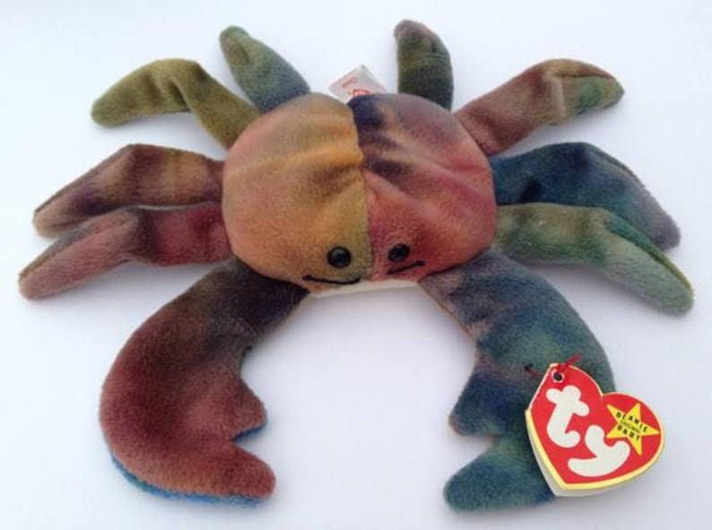 CLAUDE The Crab Ty Beanie Baby Retired Beanbag Plush - New with Tags