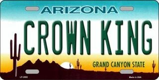 CROWN KING ARIZONA State Background Metal License Plate Sign Novelty Vanity Craft Supply