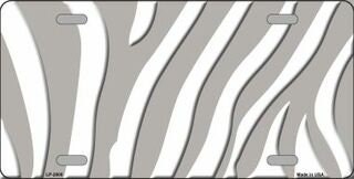 GREY WHITE ZEBRA Metal License Plate Sign Novelty Vanity