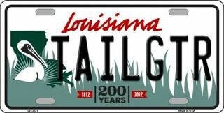 TAILGTR Louisiana State Background Metal License Plate Tailgator