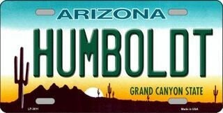 HUMBOLDT ARIZONA State Background Metal License Plate Sign Novelty Vanity