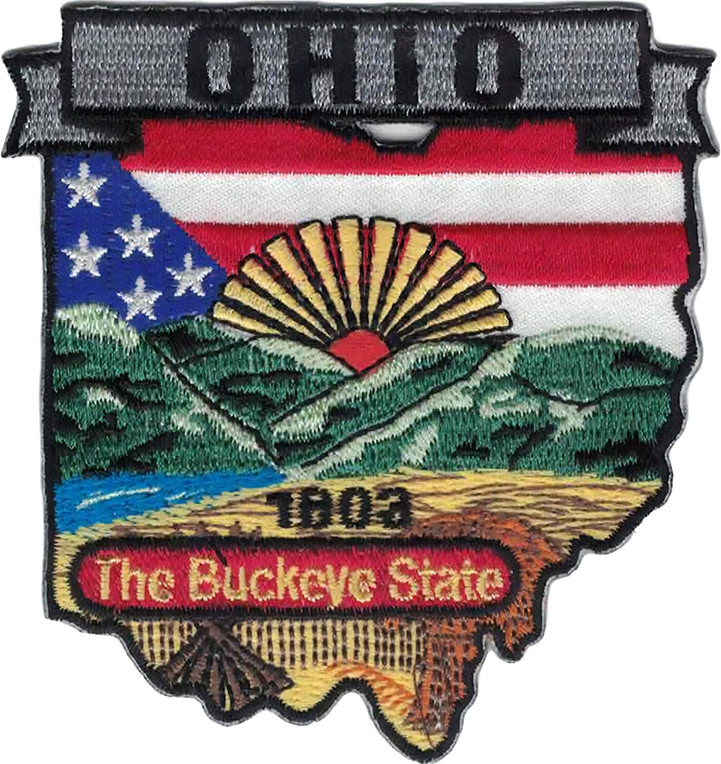 OHIO State Map Embroidered Patch Applique - Buckeye State USA United States of America Patch